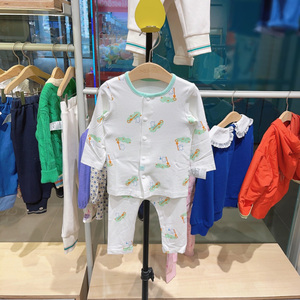 夏季新款韩国moimoln小云朵男女童装儿童7分裤家居服内衣套装H05P