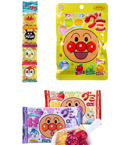 日本 不二家面包超人罐装护齿奶片卡通造型果汁软糖3种QQ软糖4连