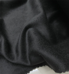 日本进口单面款纯黑色细腻短顺30%羊绒70%羊毛顺毛布料设计师面料