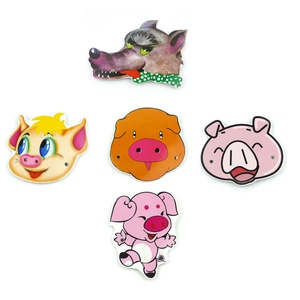幼儿园表演纸头饰卡通动物角色扮演儿童游戏演出故事道具三只小猪