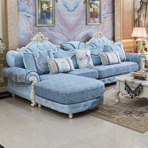 欧式实木沙发单双人贵妃位组合可拆洗布艺沙发轻奢法式客厅家具