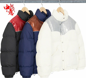 中意 Supreme Glitter Yoke Down Puffer Jacket 撞色亮皮 羽绒服