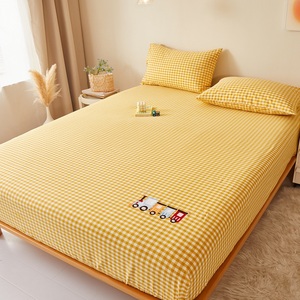 无印良品床笠纯棉单件床垫套防滑床单1.8床全棉单人床罩1.35x200m
