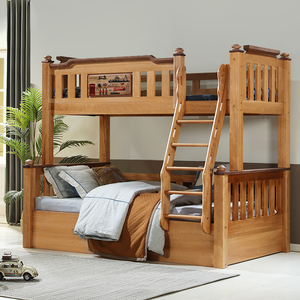 胡桃木 上下床儿童床高低床双层床两层子母床铺木蜡油全实木 原木