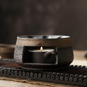 粗陶温茶器煮茶炉户外酒精灯暖茶蜡烛家用小火炉日式加热茶具底座