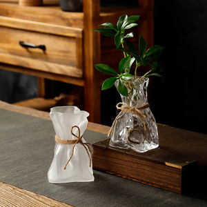 创意加厚玻璃花瓶简约透明水培插花器小众客厅绿植摆件高级感轻奢
