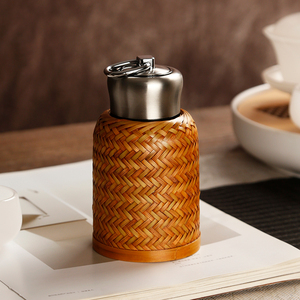 竹编水杯保温杯热水壶焖茶高级旅行便携杯子老式复古小暖水瓶茶杯