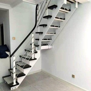 钢木楼梯双梁楼梯别墅家用阁楼复式楼梯欧式楼梯定制楼梯成品