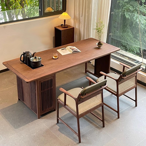 新中式胡桃木阳台小型茶桌椅子功夫泡茶台禅意茶室现代简约实木