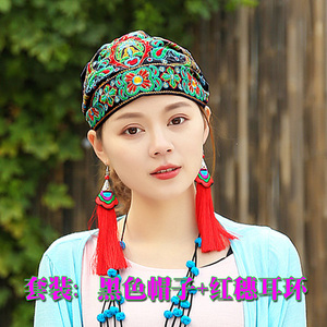 云南民族风中国原创复古刺绣花帽子女士包头帽头巾帽杨丽萍旅游帽