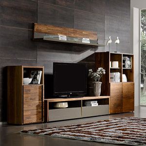 易驰挪亚家具北欧现代客厅黑胡桃木实木电视机柜组合背景墙小户型