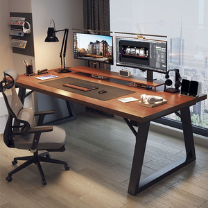 实木电脑桌台式家用办公桌双人电竞桌家用卧室工作台桌子写字桌子