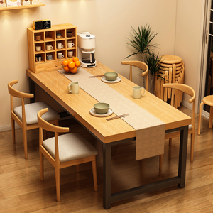 餐桌实木色小户型家用出租屋长方形吃饭桌子简约商用餐厅桌椅组合