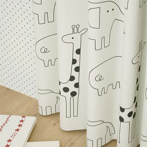 日本原厂进口窗帘面料遮光环保可机洗儿童房卡通动物图案窗帘定制