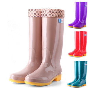 高筒雨鞋女士加绒保暖雨靴牛筋底高腰水桶鞋防滑耐磨工作长筒水鞋