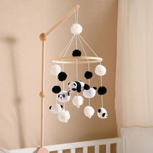 婴儿床铃0-12月新生儿安抚玩具宝宝床头音乐旋转黑白挂件摇铃悬挂