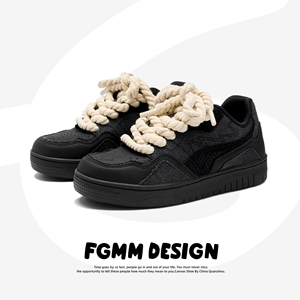 FGMM原创设计感小众面包滑板鞋百搭休闲男女情侣鞋厚底春季小黑鞋