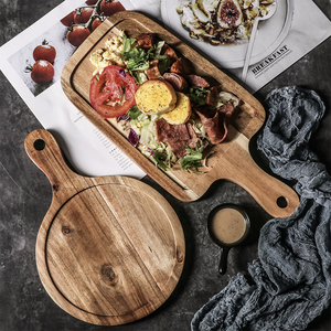 牛排餐盘木质家用日式木盘长方形盘子西餐盘早餐餐具披萨木板托盘