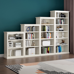 美式实木书架落地置物架卧室儿童书柜收纳柜书房靠墙小型组合整装