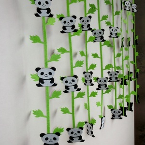熊猫藤条空中吊饰幼儿园教室环创布置墙贴商场无纺布挂饰装饰1米