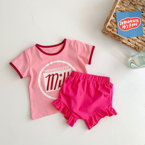 女宝宝短袖T恤上衣短裤分体两件套婴幼儿童夏季薄款衣服女童套装