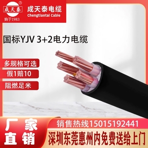 成天泰YJV国标铜芯3+2芯10/25/35/50-400平方三相户外工程电缆线