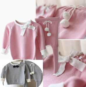 春装儿童毛衣婴儿宝宝男女童两件套针织衫婴幼儿毛裤纯棉套装