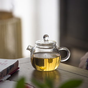 叶屿玻璃小壶小巨轮家用养生泡茶壶耐热玻璃带盖壶花茶绿茶壶中式