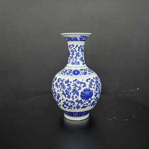 景德镇中式中国风青花瓷缠枝莲陶瓷高端美人花瓶1个