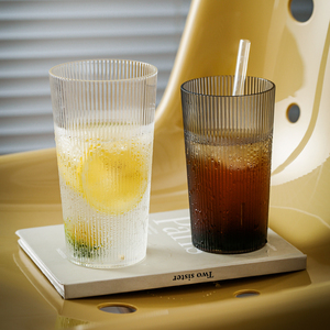 亚克力茶水杯餐厅商用条纹杯子家用塑料防摔耐高温饮料杯啤酒杯子