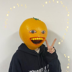 万圣节儿童表演道具搞怪表情包演出橘子面具搞笑抖音水果橙子头套