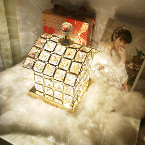 水晶台灯卧室床头灯小夜灯台灯充电结婚圣诞礼物装饰台灯ins少