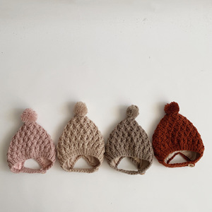 儿童保暖护耳帽子秋冬款婴幼儿手工针织毛线帽男女宝宝毛织保暖帽