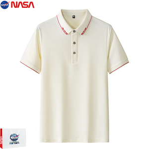NASA中老年爸爸装POLP衫男士短袖t恤2024夏季新款父亲衣服工作服