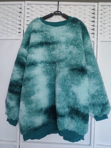 大码女装绿色扎染秋冬羊羔毛超柔加绒卫衣超级舒服180斤内可以穿