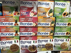 香港购意大利 MONGE 梦吉 猫罐头 天然水果湿粮 80g*5罐送1罐混拼