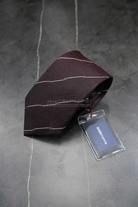 2023年秋冬季BASSOH韩国代购韩版商务正装酒红色斜条纹箭头型领带