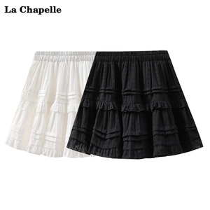 拉夏贝尔法式白色层层蛋糕半身裙女夏季短款小个子蓬蓬高腰短裙子