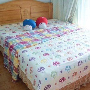日本六层纯棉婴儿纱布被加大成人床单盖毯蘑菇空调被子夏凉被春夏