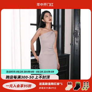 现货秒发 KIKI CHAU 2023设计师品牌秋冬新款‘Venice'灰色连衣裙