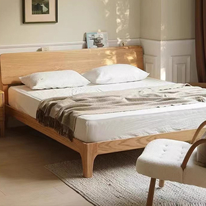北欧原木风白橡木实木小户型主卧大床半岛床婚床1米5双人床1米8