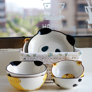 韩式创意可爱家用手绘卡通陶瓷小号碗米饭碗餐盘子汤碗个性餐具