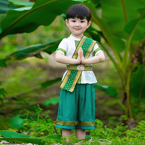 新款傣族男童葫芦丝演奏表演服装儿童泰国风格写真少数民族服装