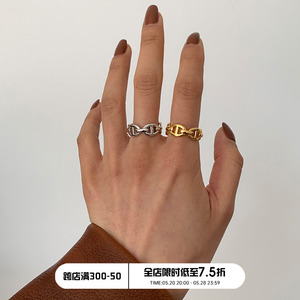 【 CnHnOn 脂肪商店 】猪鼻链条戒指 小众简约经典设计可调节戒指