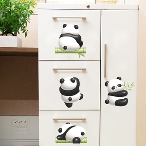 熊猫柜子贴纸衣柜贴画装饰品出租屋房间改造自粘温馨植物墙贴画