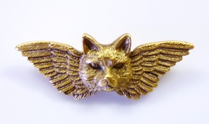 乌鸦老物 长翅膀的天使猫咪 喵星人 1980年代古董vintage胸针u147
