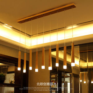 北欧实木火柴棒吊灯木条餐厅吧台灯简约现代客厅日式原木艺术灯具
