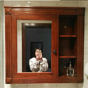 美式实木浴室镜柜卫浴单独镜子柜卫生间挂墙式实木镜箱收纳储物柜
