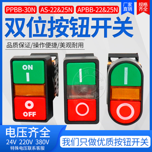 双位钮APBB-22N椭圆双头式带灯按钮开关PPBB双键双位AS-22高品质