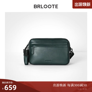 BRLOOTE/巴鲁特时尚斜挎包男士墨绿色头层牛皮商务手拿包包